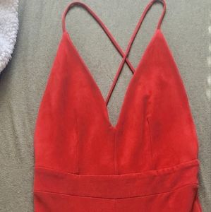 Suede burnt orange jumpsuit